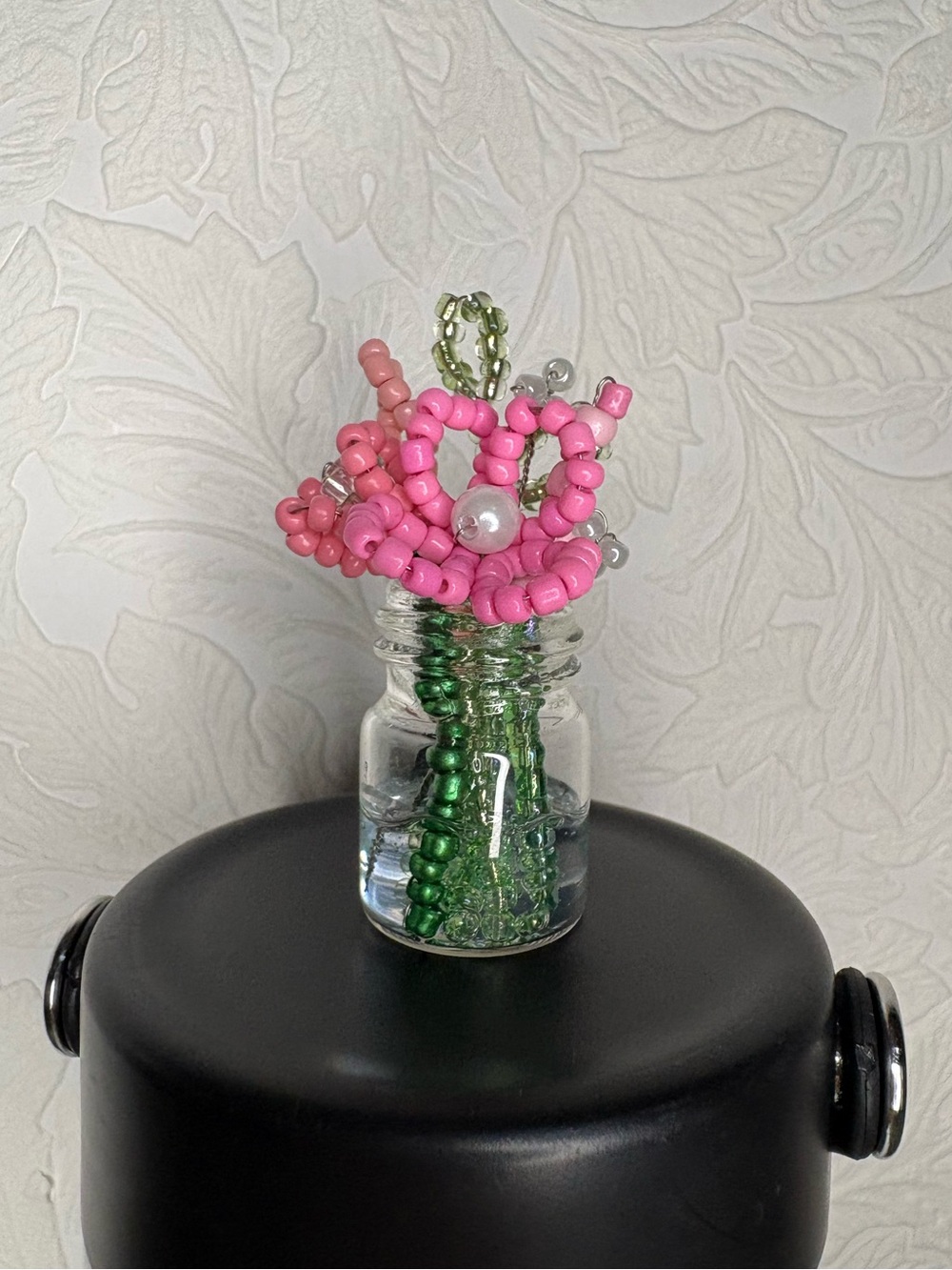 Handmade Pink Beaded Flower Stem Arrangement